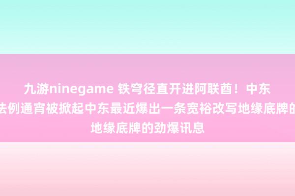 九游ninegame 铁穹径直开进阿联酋！中东几十衰老法例通宵被掀起中东最近爆出一条宽裕改写地缘底牌的劲爆讯息